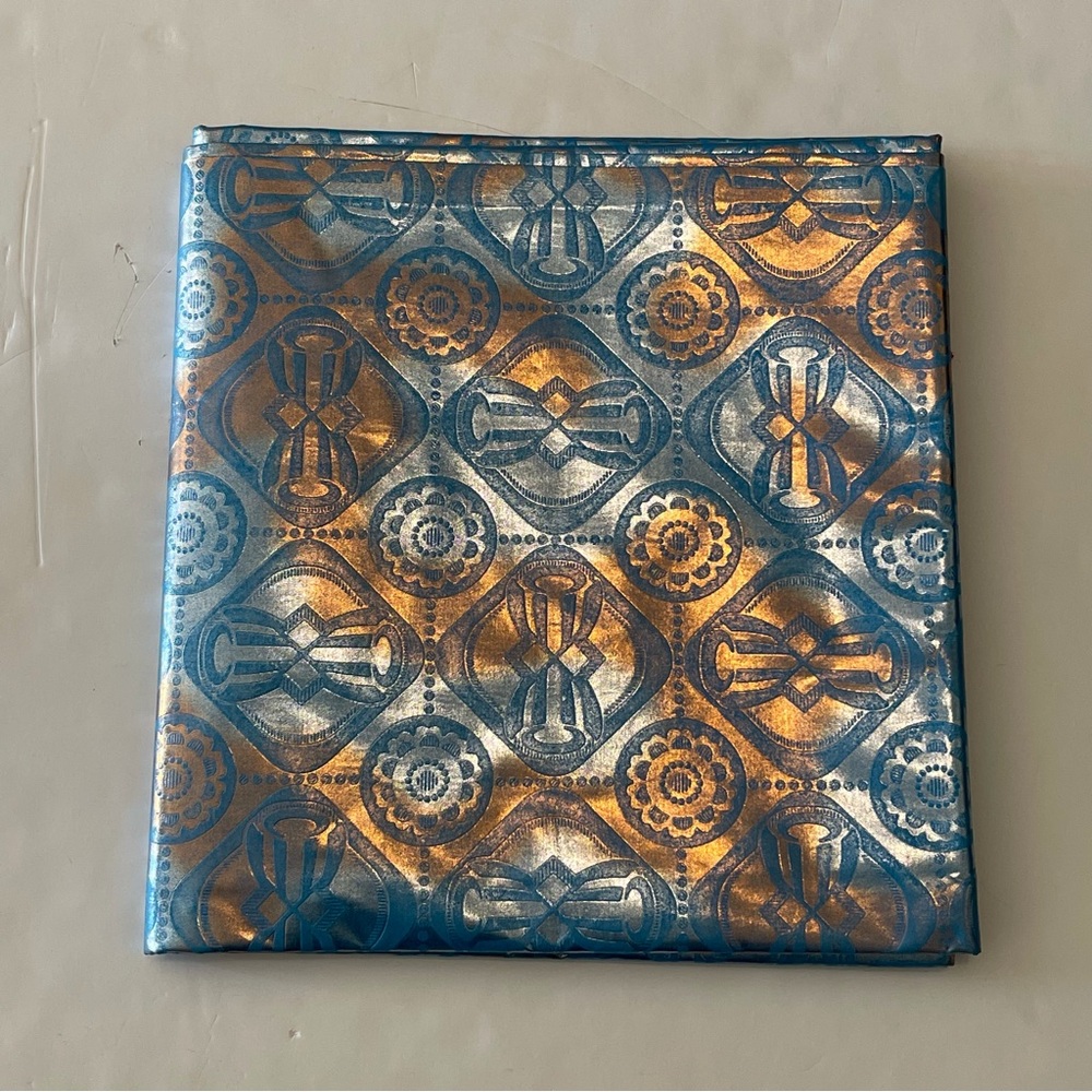 Metallic Blue Tie Dye Bohemian Bazin Fabric View 4
